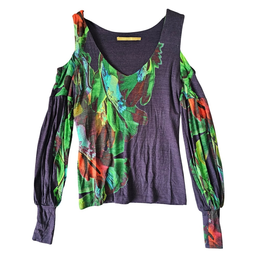 Gender Bias Women's Floral Cold Shoulder Long Sleeve Blouse‎ Size L